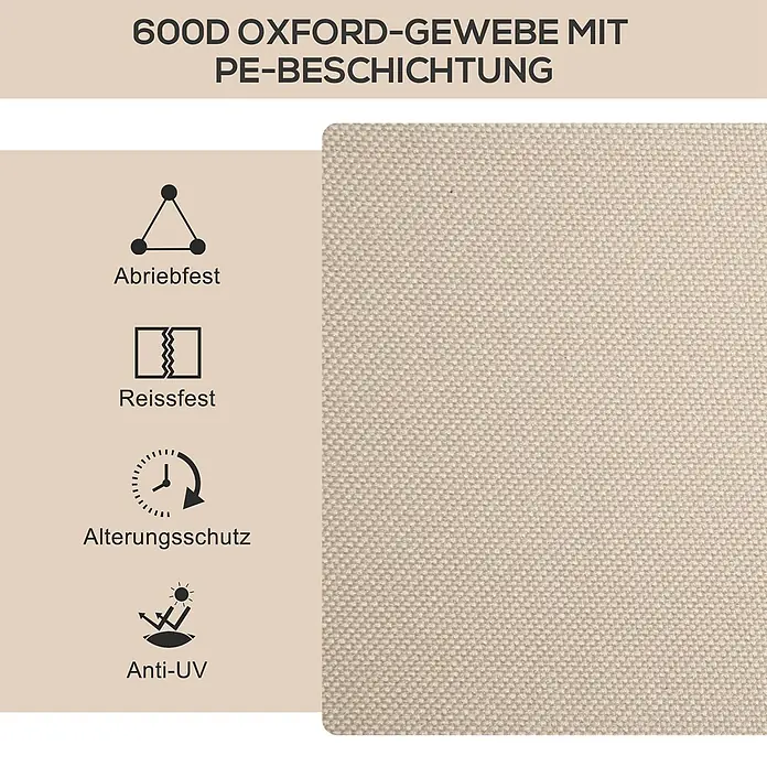 Outsunny Campingstuhl - Oxford-Stoff, Stahl, Klappbar, Khaki, B x T x H: 59 x 36 x 78 cm - Beiges 600D Oxford-Gewebe mit PE-Beschichtung, abriebfest, reißfest, alterungs- und UV-beständig.