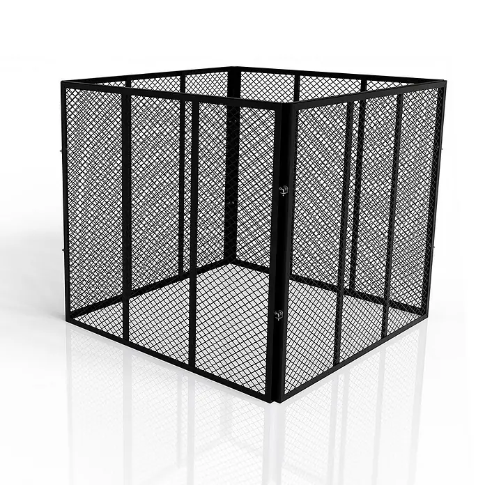 Juskys Komposter Komposter - 800 l, 100 x 100 x 80 cm - Schwarzer Metallgitter-Sicherheitskäfig mit offener Oberseite und Frontzugang.