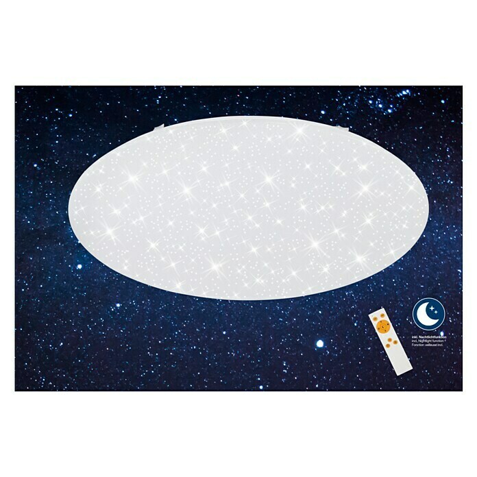 Plafón LED cielo estrellado (80 W, Blanco cálido, Ø x Al: 80 x 12,5 cm, Blanco)