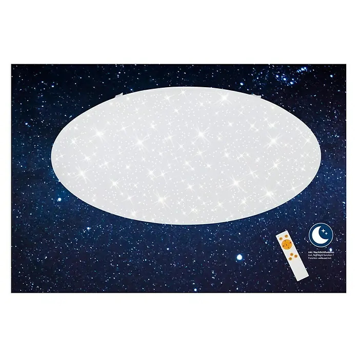 Prisma Leuchten Plafón LED Astrea - 80 W, Blanco, Blanco cálido, Diámetro: 76 cm - Lámpara de techo estrellada con mando a distancia para ajustar el brillo. Ideal para habitaciones infantiles, ambiente acogedor.