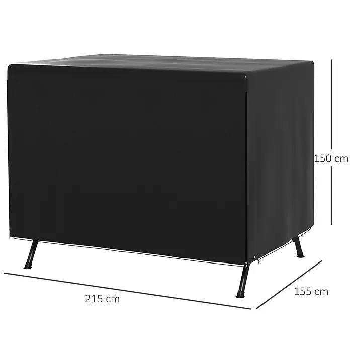 Outsunny Hollywoodschaukel-Schutzhülle - L x B x H: 215 x 155 x 150 cm, Polyethylen, 100 g/m², Schwarz - Schwarze rechteckige Schutzhülle für Gartenmöbel mit den Maßen 215x155x150 cm.