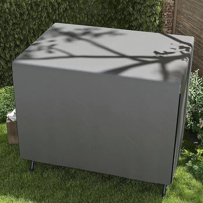 Outsunny Hollywoodschaukel-Schutzhülle - L x B x H: 215 x 155 x 150 cm, Polyethylen, 540 g/m², Dunkelgrau - Graue rechteckige Outdoor-Möbelabdeckung aus strapazierfähigem, strukturiertem Stoff.