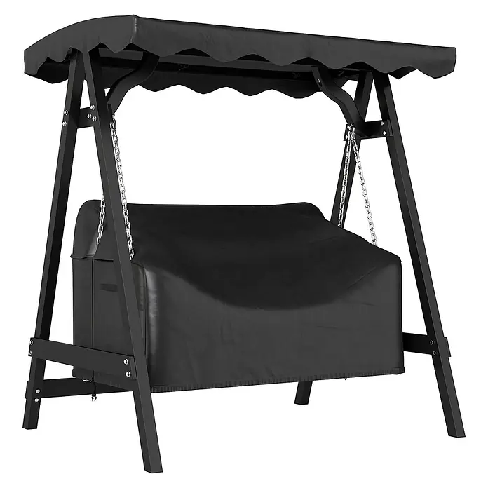Outsunny Hollywoodschaukel-Schutzhülle - Oxford-Stoff, 463 g/m², Schwarz - Schwarze Gartenschaukel mit Überdachung und abgedeckter Bank, ideal für Entspannung im Freien.