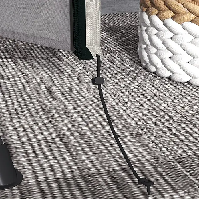 Outsunny Hollywoodschaukel-Schutzhülle - 420D Oxford Gewebe, 1.387 g/m², Hellgrau - Schwarze elastische Kordel mit rundem verstellbarem Stopper und einem Knoten.