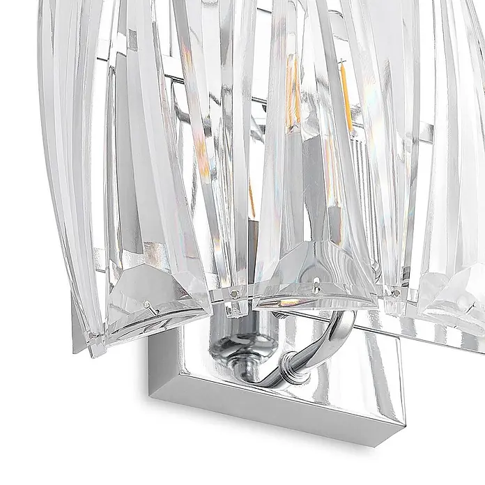 Lindby Wandleuchte Sofia - L x B x H: 14 x 23 x 20 cm, klar / transparent, E14 - Moderne Chrom-Wandleuchte mit klaren, facettierten Kristall-/Acrylelementen für funkelndes Licht.
