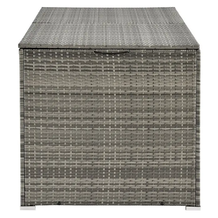 Juskys Garten-Aufbewahrungsbox Ikaria - grau, Kunststoff - Graue Poly-Rattan-Aufbewahrungsbox mit Deckel.