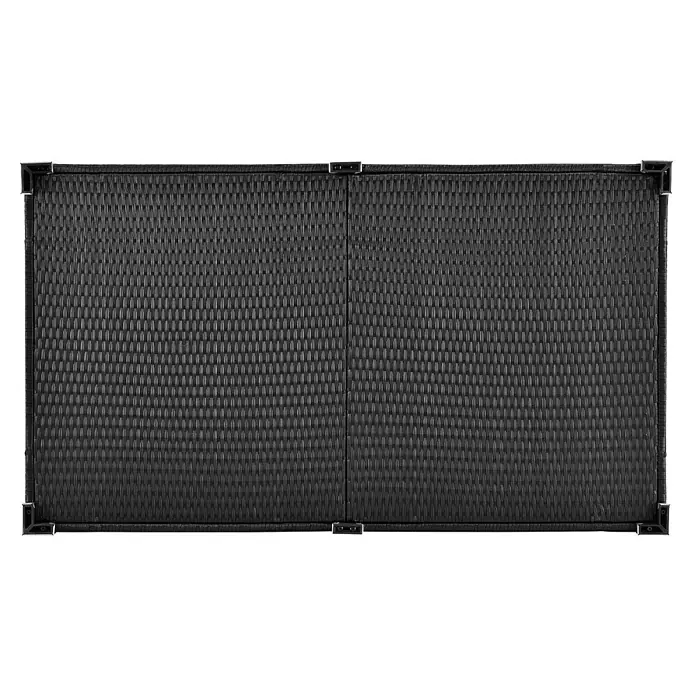 Juskys Garten-Aufbewahrungsbox Ikaria - Schwarz, Kunststoff - Dunkles, geflochtenes Rattan-Effekt-Panel mit Eckverbindern.