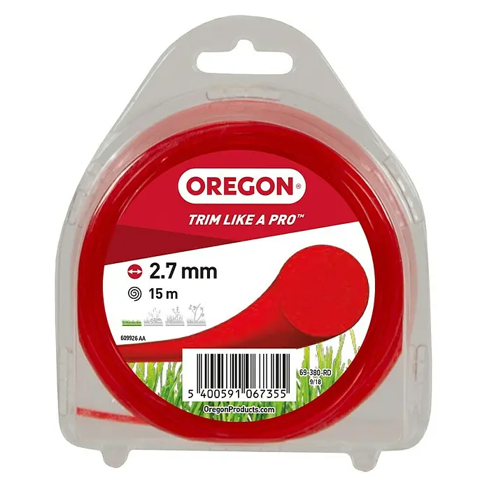 Oregon Trimmerfaden Coloured Line - Fadenlänge: 15 m, Fadenstärke: 2,7 mm - Oregon Trimmerfaden, 2.7 mm Durchmesser und 15 m Länge, für präzises und effizientes Trimmen im Garten.