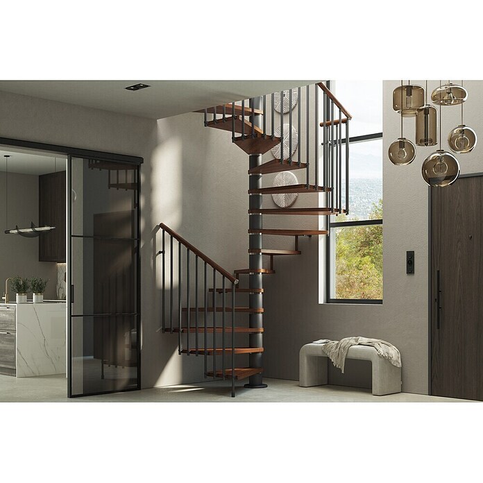Scrigno Escalera de caracol Quadra (Diámetro: 160 cm, Altura de planta: 267 cm - 312 cm, Antracita/Beige) | BAUHAUS