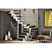 Scrigno Escalera principal Lumina L (95 cm, 1/4 espiral izquierda, Altura de planta: 241 cm - 289 cm, Plata/Blanco) | BAUHAUS