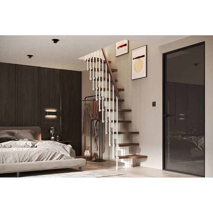 Scrigno Escalera principal Sailor (Ancho: 61 cm, Recto, Altura de planta: 241 cm - 285 cm, Blanco/Blanco) | BAUHAUS