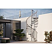 Scrigno Escalera exterior Outdoor (Número de escalones: 12 ud., Espiral izquierda y derecha, Plata/Blanco, 120 cm) | BAUHAUS