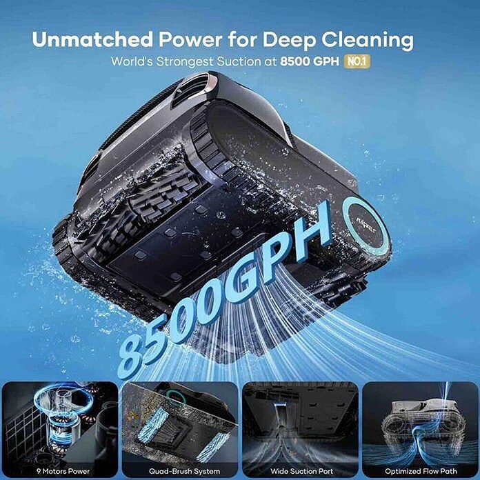 Aiper Robot za čiščenje bazena Scuba X1 PRO MAX  (Deluje na baterijo, Zmogljivost filtra: 32.000 l/h) | 8338 - Reinigungsgeräte / Poolroboter | ICIC - Pools / Whirlpools Zubehör | ICI - Pools & Zubehör | IC - Freizeit im Garten | I - Stadtgarten | BAUHAUS