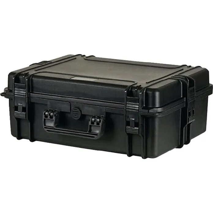 Raaco Werkzeugkoffer FlightCase 5 – IP67 - L x B x H: 35 x 19,4 x 50 cm - Schwarzer, robuster Schutzkoffer aus Kunststoff mit Verschlüssen und Griff.