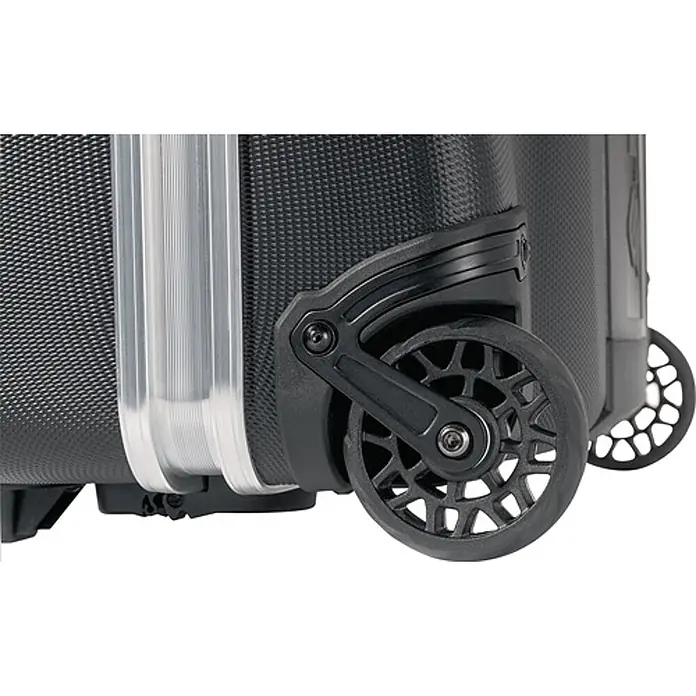 Parat Werkzeugkoffer CLASSIC KingSize Roll neo -  - Schwarzer strukturierter Koffer mit Speichenrad und silbernen Griffakzenten.