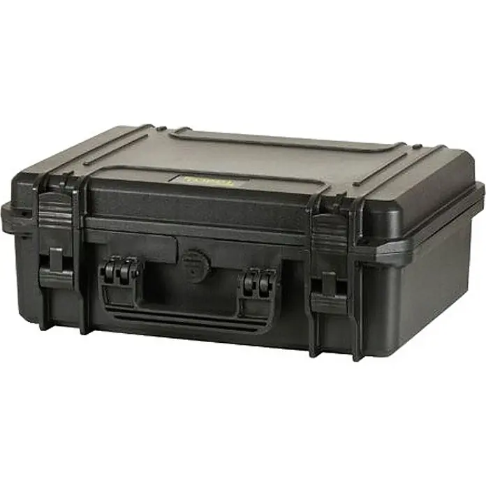 Raaco Werkzeugkoffer FlightCase 4 – IP67 -  - Schwarzer, robuster Hartschalenkoffer aus Kunststoff mit Riegeln und Griff zum Schutz von Ausrüstung.