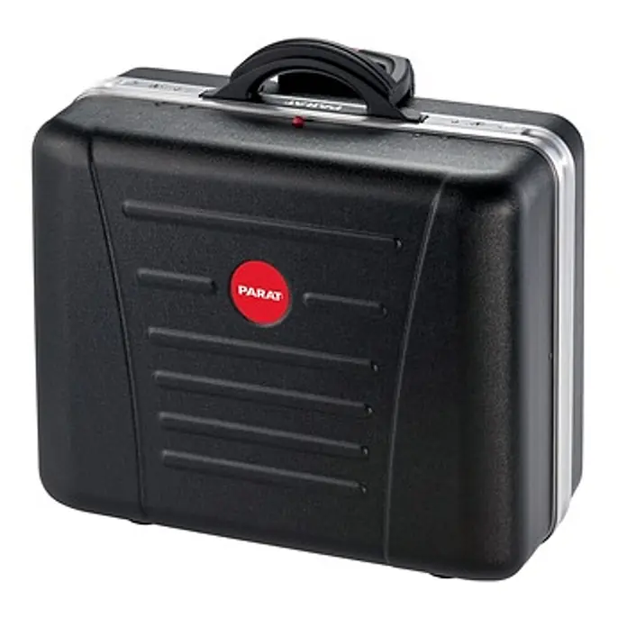 Parat Werkzeugkoffer CLASSIC KingSize Plus Roll – X -  - Schwarzer Kunststoff-Werkzeugkoffer mit rotem PARAT Logo, silberfarbenem Griff und Zierleisten.