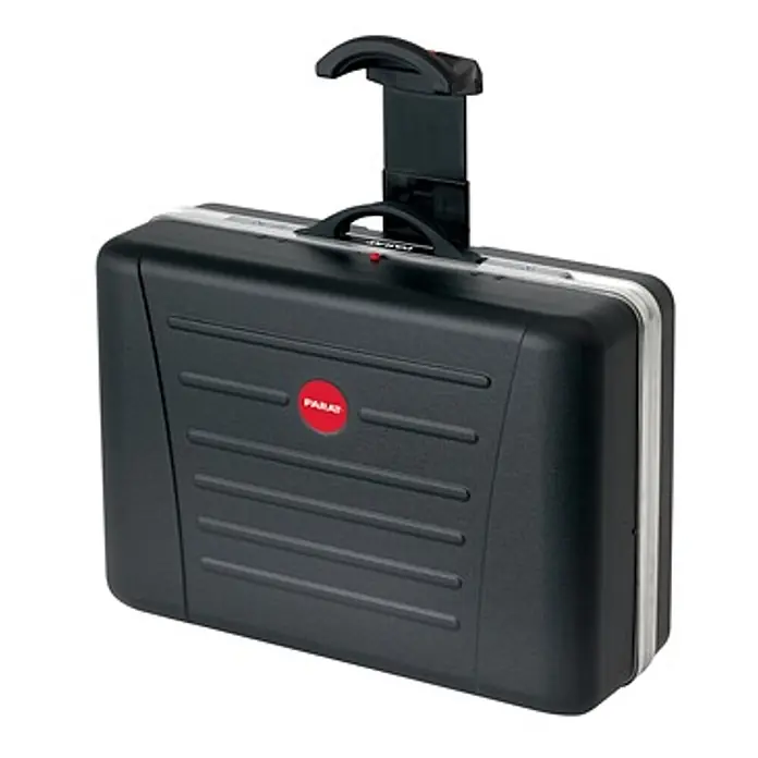 Parat Werkzeugkoffer CLASSIC KingSize Plus Roll – X -  - Schwarzer Hartschalenkoffer mit ausgefahrenem Teleskopgriff und verstärkten Metallkanten.