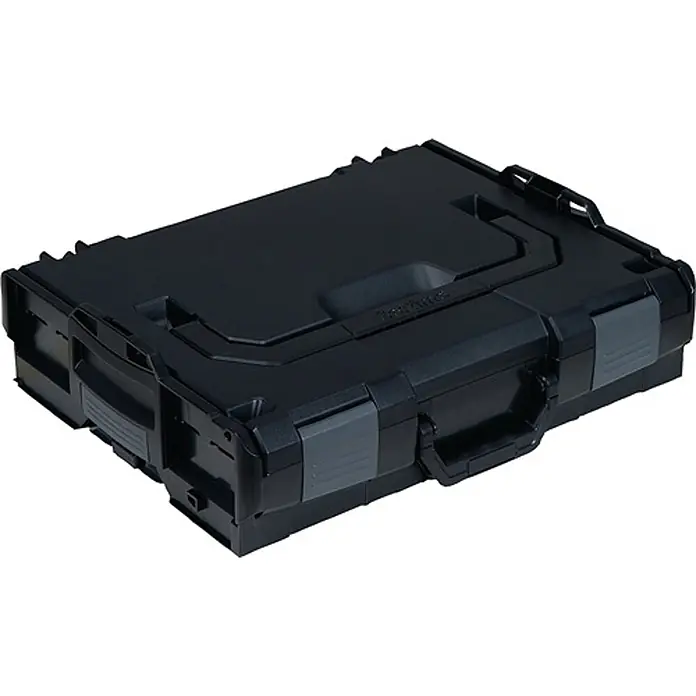 BS Systems Werkzeugkoffer L-BOXX® 102 -  - Schwarzer Kunststoff-Systemwerkzeugkoffer mit grauen Verschlüssen und integrierten Griffen.