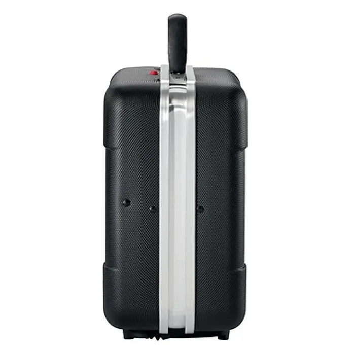 Parat Werkzeugkoffer SILVER Plus -  - Kompakter schwarzer, texturierter Elektro-Paninigrill mit silbernem Verschluss und oberem Griff.