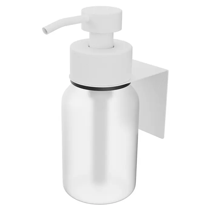 Camargue Antwerpen Seifenspender - Edelstahl, Weiß, Für die Wand - Weißer wandmontierter Seifenspender mit texturierter Pumpe und matter Flasche.