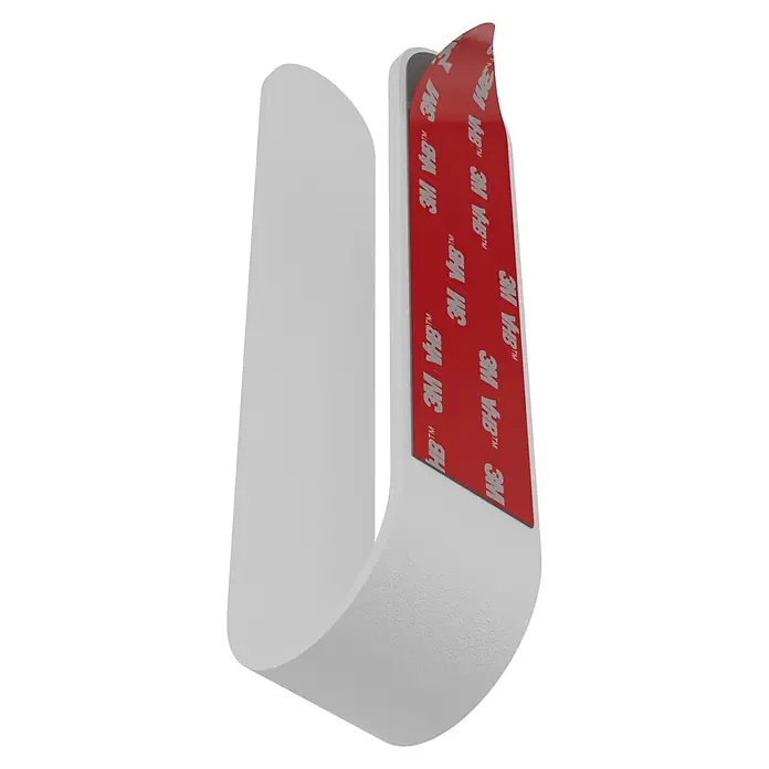Camargue Antwerpen Handtuchhalter - Weiß, Matt, B x L: 22 x 4,6 cm - Hellgrauer U-förmiger Klebehaken mit teilweise abgezogener roter 3M VHB Rückseite.