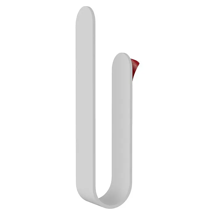 Camargue Antwerpen Handtuchhalter - Weiß, Matt, B x L: 22 x 4,6 cm - Graues gebogenes Lesezeichen mit roter Spitze.