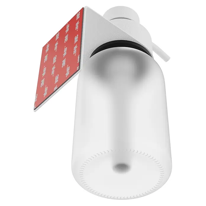 Camargue Antwerpen Seifenspender - Edelstahl, Weiß, Für die Wand - Weiße Milchglasflasche mit Spender und rotem 3M VHB™ Klebestreifen.