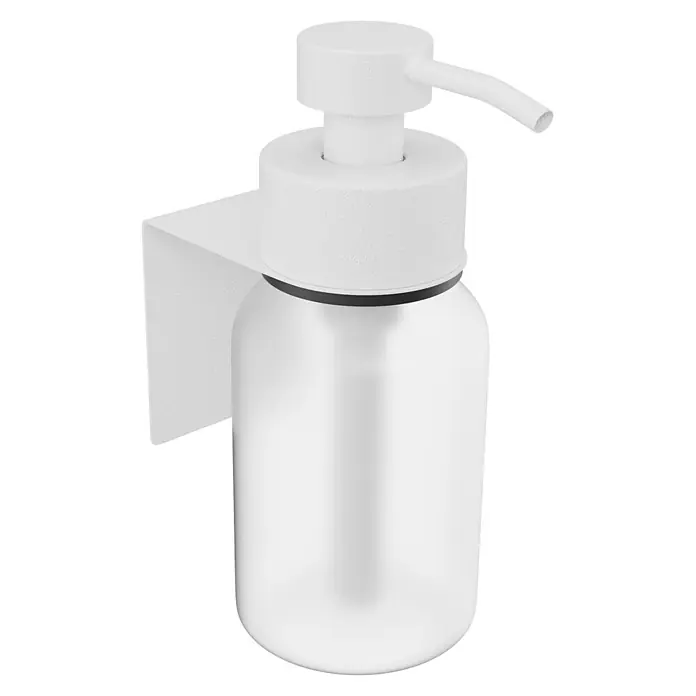 Camargue Antwerpen Seifenspender - Edelstahl, Weiß, Für die Wand - Weiße Pumpspenderflasche mit Dispenser und integrierter Wandhalterung.