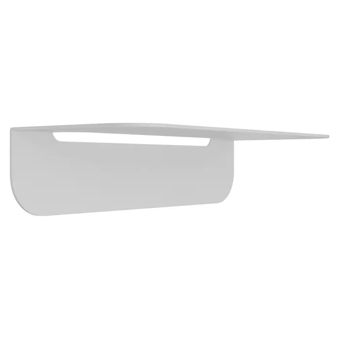 Camargue Antwerpen Ablage - Breite: 15 cm, Weiß, Matt - Helles, strukturiertes Wandregal in Grau mit gebogener Rückwand und flacher Ablagefläche.