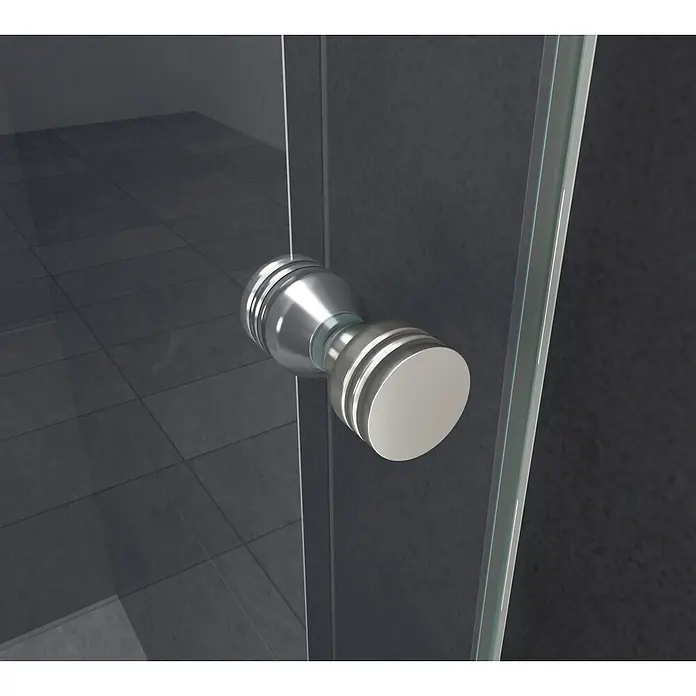 Glasdeals Eckdusche SPA-FIX 80 x 80 x 190 cm - 80 x 80 x 190 cm, Beschichtet, Chrom, Stärke: 8 mm - Moderner Türgriff aus gebürstetem Metall für Duschkabinen auf Klarglas.