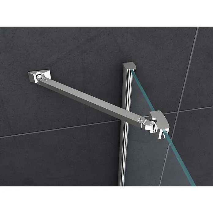 Glasdeals Eckdusche RECREO 90 x 90 x 190 cm - 90 x 90 x 190 cm, Beschichtet, Chrom, Stärke: 6 mm - Verchromter Duschabtrennungs-Stützarm mit Vierkantprofil, an Wand und Glasplatte befestigt.