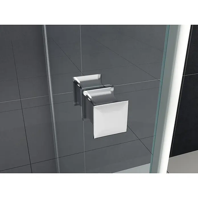 Glasdeals Eckdusche RECREO 90 x 90 x 190 cm - 90 x 90 x 190 cm, Beschichtet, Chrom, Stärke: 6 mm - Quadratischer Duschkabinen-Griff aus Chrom an Klarglas montiert.