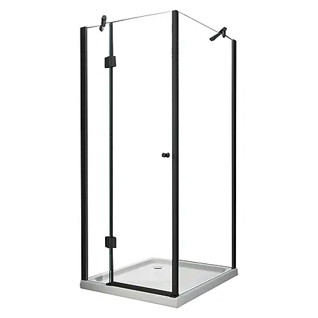 Glasdeals  Eckdusche NOVUM (schwarz) 100 x 100 x 195 cm