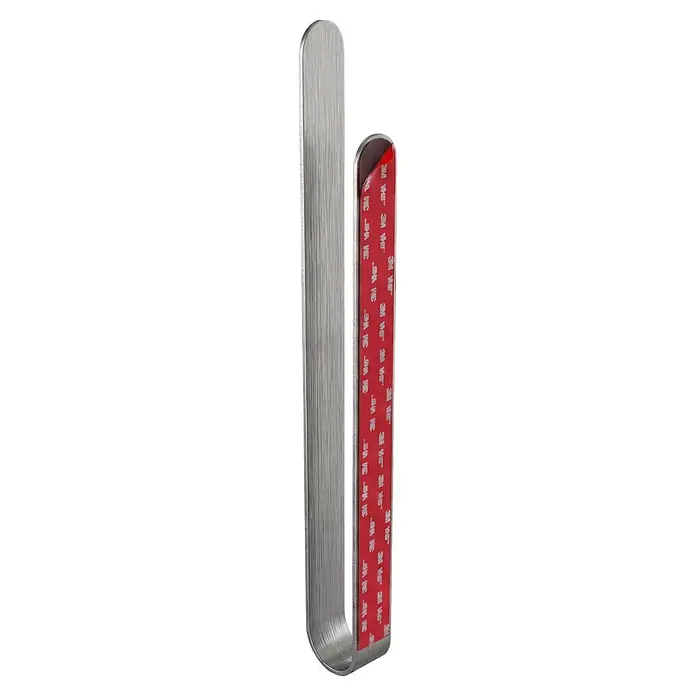 Camargue Antwerpen Handtuchhalter - Edelstahl, Matt, B x L: 40 x 4,6 cm - Silberner Metall-J-Haken mit 3M VHB selbstklebender Rückseite.