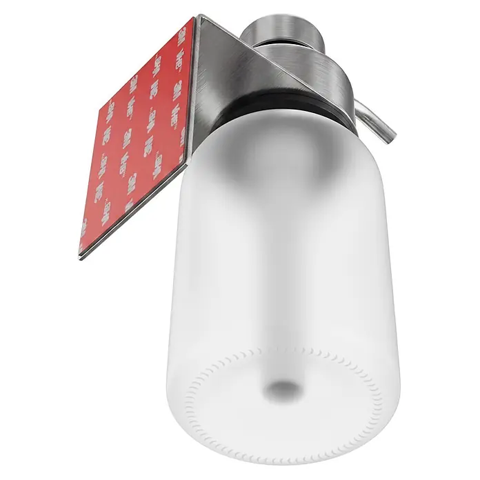 Camargue Antwerpen Seifenspender - Edelstahl, Edelstahl, Für die Wand - Milchglas-Spender mit gebürsteter Metallpumpe und rotem 3M VHB-Klebepad zur Befestigung.