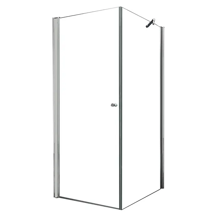 Glasdeals Eckdusche SPA-FIX 80 x 80 x 190 cm - 80 x 80 x 190 cm, Beschichtet, Chrom, Stärke: 8 mm - Eck-Glasdusche mit Chromrahmen und einfachem Knaufgriff.