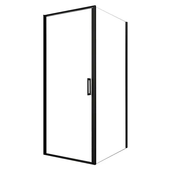 Glasdeals Eckdusche CASSETTA (schwarz) 80 x 80 x 195 cm - 80 x 80 x 195 cm, Beschichtet, Chrom, Stärke: 8 mm - Eck-Duschkabine mit schwarzem Rahmen, Klarglas und Griff.