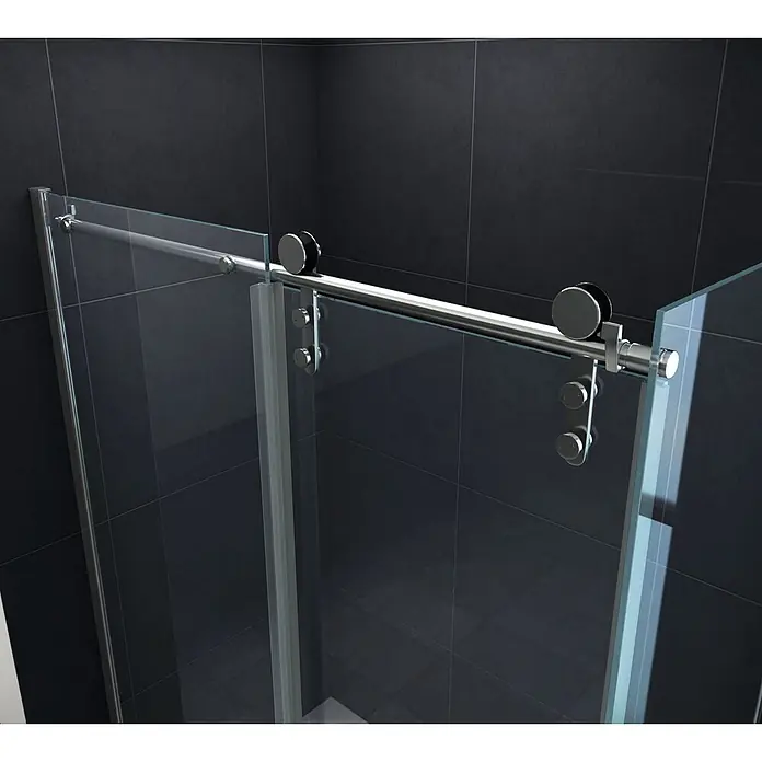 Glasdeals Eckdusche LARGOS 150 x 90 x 195 cm - 90 x 150 x 195 cm, Beschichtet, Chrom, Stärke: 8 mm - Schiebe-Duschkabine aus Glas mit glänzender Chrom-Hardware, einschließlich Führungsschiene und Rollen.