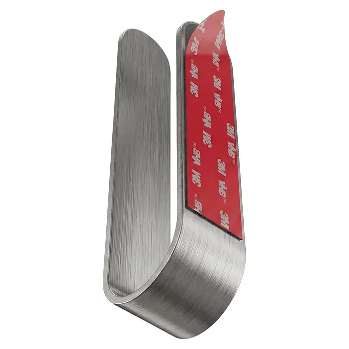 Camargue Antwerpen Handtuchhalter - Edelstahl, Matt, B x L: 22 x 4,6 cm - Gebürsteter Metall-U-Haken mit roter, teilweise abgezogener 3M VHB-Klebefolie.