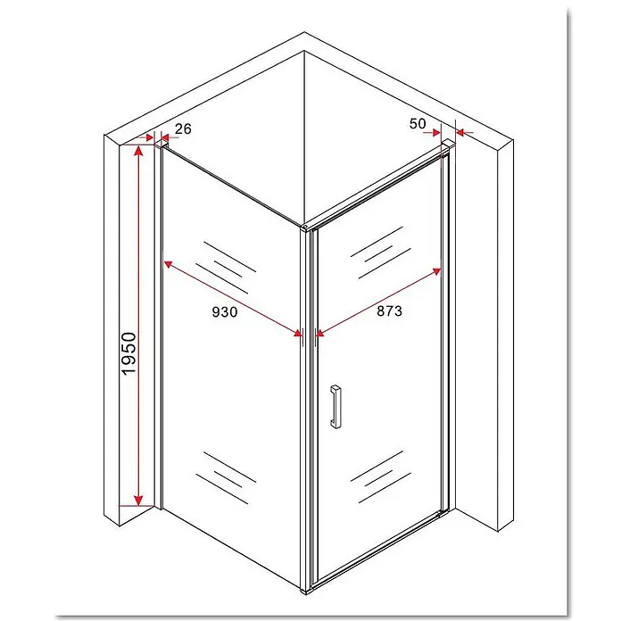 Glasdeals Eckdusche CASSETTA (chrom) 100 x 100 x 195 cm - 100 x 100 x 195 cm, Beschichtet, Chrom, Stärke: 8 mm - Eckdusche aus Klarglas mit Metallrahmen und angegebenen Maßen.