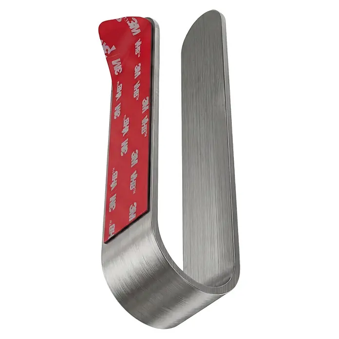 Camargue Antwerpen Handtuchhalter - Edelstahl, Matt, B x L: 22 x 4,6 cm - Gebürsteter Metall-U-Haken mit roter 3M VHB Kleberückseite.