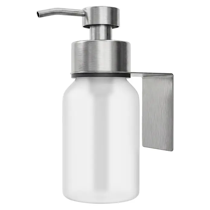 Camargue Antwerpen Seifenspender - Edelstahl, Edelstahl, Für die Wand - Weißer Flüssigseifenspender mit gebürsteter Metallpumpe und integrierter Wandhalterung.