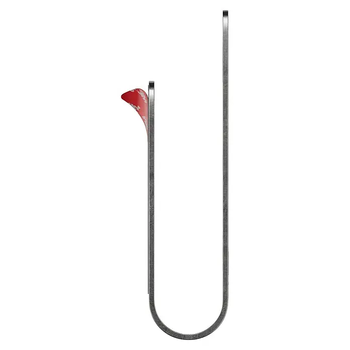 Camargue Antwerpen Handtuchhalter - Edelstahl, Matt, B x L: 22 x 4,6 cm - Silberne U-förmige Metall-Befestigungshalterung mit rotem 3M Klebeband-Abziehstreifen.