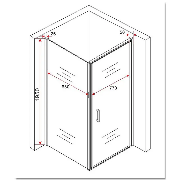 Glasdeals Eckdusche CASSETTA (chrom) 90 x 90 x 195 cm - 90 x 90 x 195 cm, Beschichtet, Chrom, Stärke: 8 mm - Eckduschkabine mit klaren Glaspaneelen und Metallrahmen, für das Badezimmer.