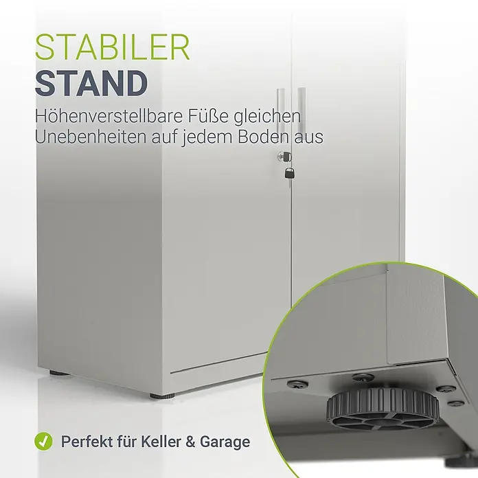 Juskys Aktenschrank Aktenschrank - B x T x H: 80 x 40 x 180 cm, Hellgrau - Grauer Schrank mit höhenverstellbaren Füßen für sicheren Stand auf jedem Boden.