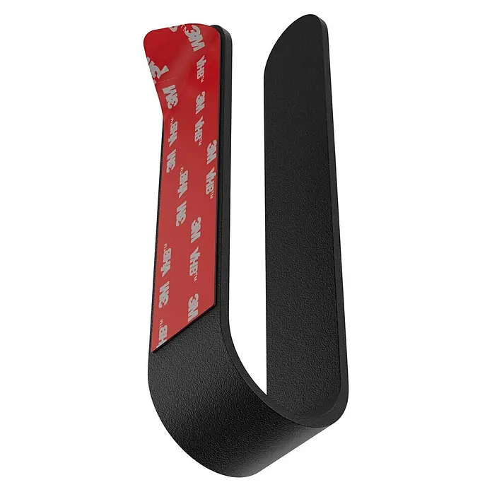 Camargue Antwerpen Handtuchhalter - Schwarz, Matt, B x L: 22 x 4,6 cm - Schwarze U-förmige Halterung mit rotem 3M VHB Klebeband.