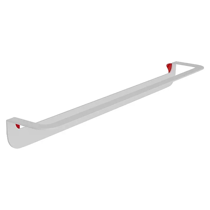 Camargue Antwerpen Badetuchhalter - Breite: 58 cm, Weiß, Matt - Hellgraues, längliches Regal mit roten Akzent-Befestigungspunkten.