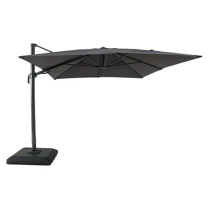 Sunfun Parasol de jardín Capri - Antracita, 300 x 350 cm, Aluminio - Una elegante sombrilla de patio voladiza negra con una base robusta, perfecta para disfrutar de los días soleados al aire libre. Proporciona sombra y es llamativa.