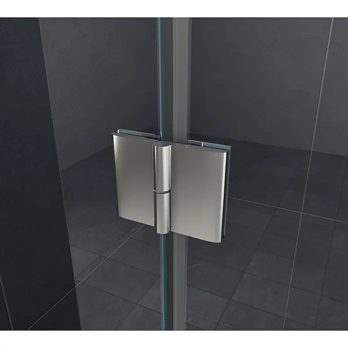 Glasdeals Eckdusche LUXORLINE 120 x 120 x 195 cm - 120 x 120 x 195 cm, Beschichtet, Chrom, Stärke: 8 mm - Scharnier aus gebürstetem Metall für Glas-zu-Glas-Duschen, verbindet zwei rahmenlose Glasscheiben.